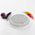 Miniatyrbillede 4 af 5: 304 Rustfrit Stål Rund Grillnet Med Fødder Barbecue Bbq Net Kølerist Damp Bagning (1 stk, Sølv)