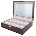 Miniatyrbild 2 av 5: Klockbox Organizer Display Fint Trä 10 Fack Lyxigt Fodral Smyckesdisplay Förvaringslåda YEMAA