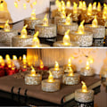Miniatyrbillede 5 af 5: Julepynt, flammeløs fyrfadslys, røgfri, glitter, letvægt, lysstærk, LED-lys, juledekoration, julegaver, guld