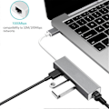 Miniatyrbilde 2 av 5: USB3.0 nettverkskort + USB3.0 hub dual system driverfri aluminiumslegering usb3.0 HUB + gigabit nettverkskort