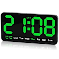 Miniatyrbild 1 av 5: Digital väggklocka, 9,5 tum, LED-väckarklocka med stora siffror, dubbel alarm, för vardagsrum sovrum Cl