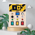 Miniatyrbillede 5 af 5: Power Baby Træ-Aktivitetsbræt Med LED Lys Sanse-Læringslegetøj Til Småbørn 1-3 År Toggle Switch