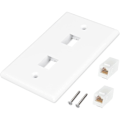 Pikkukuva 2 / 5: 2 kpl 2-porttinen Ethernet-seinälevy, Cat6 naaras-naaras seinäliitin RJ45 Inline Coupler seinäpistorasia, valkoinen