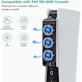 Pikkukuva 2 / 5: PS5-jäähdytystuuletin LED-valolla, hiljainen tuuletin 3 tuulettimella ja ohjaimen USB-portilla, yhteensopiva PS5 Digital/disc Edition -versioiden kanssa