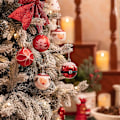 Miniatyrbillede 2 af 5: 9 stk. 6 cm ubrækkelige julekugler, traditionelle røde og hvide julekuglepynt til juletræspynt