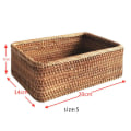 Miniatyrbillede 2 af 5: Håndvævet Rektangulær Rattan Kurv til Frugt, Te, Snacks, Brød, Picnic, Kosmetikopbevaring, Køkken