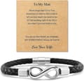 Til min mand Infinity Armbånd Infinity Læderarmbånd til mænd Mand Gaver fra