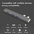 Miniatyrbild 5 av 5: Dubbel Typ C Hub USB-C till USB 2.0 PD Laddning TF Secure Digital Kort Dock Adapter