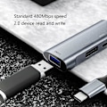 Miniatyrbild 4 av 5: 3-i-1 Dockningsstation 480Mbps 4K@60Hz PD 60W Stor DP DisplayPort+USB-C USB2.0 Mini Hub Adapter