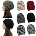 Miniatyrbillede 5 af 5: Vinterstrikkede Beanies til Kvinder, Silke Satinforet Tyk Hue Blød Strækbar Kabelstrikket Varm Slouchy Beanie Hue
