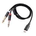 USB C til Dobbelt 6,35 mm Stereo Y Splitter Kabel, TRS Lydkabel til Smartphone, Tablet, Laptop, Forstærker