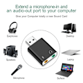 Miniatyrbilde 3 av 5: Lydkort USB Audio Interface Hodetelefonadapter Lydkort For Mikrofon Høyttaler Laptop Datamaskin Eksternt Lydkort