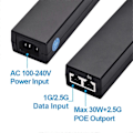 Miniatyrbild 4 av 5: 2.5Gigabit POE-injektor 100/1000Mbps/1G/2.5G för IEEE802.3af/At Aktiv strömförsörjning för POE-enhet