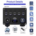 Miniatyrbillede 3 af 5: 5-vejs kontaktpanel, 12V/24V inline sikringsboks LED-kontaktpanel dobbelt USB-stik strømudtag LED volt