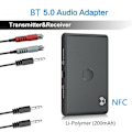 Miniatyrbillede 2 af 5: Tx6 Bluetooth Bt 5.0 Audio 3,5 mm Sender/Modtager Adapter 2 i 1 Understøtter Nfc Håndfri Hovedtelefon