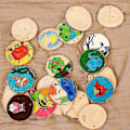 Miniatyrbilde 4 av 5: Naturlige treskiver, rå naturlige borede hull tresirkler for DIY, håndverk, jul