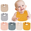 Miniatyrbillede 1 af 5: 6-delt Ensfarvet Muslin Hagesmæk Multi-Farvet Baby Gylpeklud Tandfrembrud Hagesmæk Tørklæde Gaze Baby Savle Håndklæde - Style 1