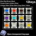 12 Key Switches Tester til Mekanisk Tastatur Gaming Switch Blå Lineær Clicky Silent Sølv Hvid SMD Akse