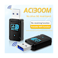 Miniatyrbilde 2 av 5: 1300 Mbps Wifi-adapter USB Trådløst nettverkskort Dobbeltbånd 2.4 GHz 5 GHz USB3.0 Wifi-adapter for stasjonær PC