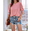 Miniatyrbillede 3 af 5: Dame Crew Neck Afslappede Tunika Toppe Pink M