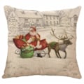 Miniatyrbilde 4 av 5: Sett med 4 Juleputetrekk 45x45cm Bomulls Lin Putetrekk for Sofa Sjeselong Seng Stol Hjem Dekor