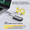 Miniatyrbillede 4 af 5: USB C til 5Gbps Ethernet Adapter Driver-Fri RJ45 Gigabit Ethernet Netværksadapter til Laptop 10/11 OS 11