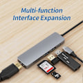 Miniatyrbild 4 av 5: Dockningsstation Höghastighetsöverföring Laddning Plug Play Typ-C HDMI-kompatibel 4K USB3.0 6 i 1 Hub Splitter för Kontor