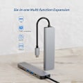 Miniatyrbild 5 av 5: Dockningsstation Höghastighetsöverföring Laddning Plug Play Typ-C HDMI-kompatibel 4K USB3.0 6 i 1 Hub Splitter för Kontor
