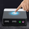 Miniatyrbillede 4 af 5: Dobbelt USB-porte 2 Lydgrænseflader Desktop Computer Kabinet Strømforsyningskontakt