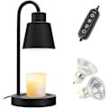 Miniatyrbillede 1 af 5: Dæmpbar Lysvarmer Lampe med Timer, Praktisk og Sikker Lyslampe til Duftlys i Glas, Varmelegeme med 2 Pærer, Sort
