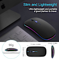 Miniatyrbild 3 av 5: Trådlös Mus Bluetooth 5.1 Laddningsbar Led Tyst Mus Usb Optisk Ergonomisk Spel 2.4g Trådlös