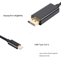 Pikkukuva 3 / 5: 1,8 m Type-C - DP/HDMI-yhteensopiva kaapeli, tukee 4K@60Hz korkeaa resoluutiota, musta PVC USB 3.1 DisplayPort-muuntimen sovitinkaapeli tietokoneen lisävaruste