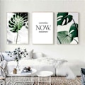 Miniatyrbillede 1 af 5: Wekity Ordkunst og Plantblad Komposition af Kunstlærred Trykt Poster, Enkel Mode Kunsttegning Dekoration til Hjem Stue Soveværelse Kontor (Sæt af 3 U
