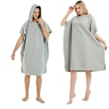Pikkukuva 1 / 5: Vaihtoviitta Hupullinen Pyyhe Poncho Rannalle Uima Surffaukseen Nopeasti Kuivuva Mikrokuitupyyhe Aikuisille Teineille (Harmaa)