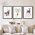 Miniatyrbillede 1 af 5: Wekity Vandfarve Elg Væghængt Canvas Print Poster, Enkel Mode Vandfarve Kunsttegning Dekoration til Hjemmet Stue Soveværelse Kontor og Børneværelse