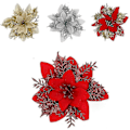 Miniatyrbillede 5 af 5: WJTG 12 stk. Jule Simuleringsblomst, Julestjerne Juleblomst, Juleblomst, Juletræsdekoration, Kunstig Jul J