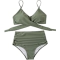 Miniatyrbillede 2 af 5: Dame Højtaljet Bandage Bikini Sæt Wrap To Dele Push Up Badetøj
