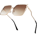 Miniatyrbillede 1 af 5: Ubiuo Dame Oversized Firkantede Solbriller Perledesign Damer 2021 Ny Luksus Mode Store Shades B2747