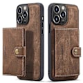Pikkukuva 1 / 5: JEEHOOD Yhteensopiva iPhone 14 Pro Retro Iskunkestävä Kotelo Irrotettava 2-in-1 Lompakkokotelo Nahkapäällysteinen Jalusta TPU-suojus Brown