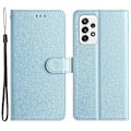 Miniatyrbild 1 av 5: Kompatibelt för Samsung Galaxy A33 5G PU Läder Plånboksfodral med Ställ Silkesstruktur Flipfodral med Handrem Azure