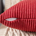 Miniatyrbillede 4 af 5: Pakke med 2 Corduroy Bløde Ensfarvede Dekorative Firkantede Pyntepudebetræk Sæt Pudebetræk Betræk til Sofa Soveværelse Bil 24 X 24 Tommer Jule Rød