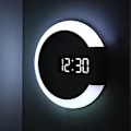 Miniatyrbild 1 av 4: LED Väggklocka, Kreativ Fjärrkontroll, Digital Klocka, Ihålig Spegel, Temperaturalarm, 7 Färger som Byter, Nattlampa för Hemmakontor