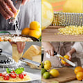 Miniatyrbillede 4 af 5: Citron- og osterivejern - til køkkenrivejern - rustfrit stålblad med beskyttelsesdæksel, sort