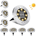 Miniatyrbilde 1 av 5: Utendørs Solcellelampe, 8 stk. LED Solcelle Bakkelampe Utendørs Hage Vanntett IP65 Rustfritt Stål Solcelle Spotlight - Kald Hvit
