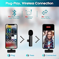 Miniatyrbillede 2 af 5: Trådløs Lavalier Revers Mikrofon til iPhone iPad - Professionel Videooptagelse Lav Mic 2 Clip-on Mikrofoner til YouTube Interview Vlog Livestream