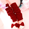 Miniatyrbild 2 av 4: Kvinnor högt knä stickad benärm Vinter benvärmare Strumpor Slouch Boots manschetter Toppers Red