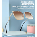 Miniatyrbillede 3 af 5: Ubiuo Dame Oversized Firkantede Solbriller Perledesign Damer 2021 Ny Luksus Mode Store Shades B2747