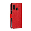 Miniatyrbillede 4 af 5: Litchi Tekstur Præget Fjer Læder Telefon Cover med Wallet Stand Kompatibel til Samsung Galaxy A20e Red