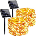 Pikkukuva 1 / 5: Aurinkokennovalot, 2 kpl Aurinkovoimalla toimivia keijuvaloja 100 LED 10 m 8 tilaa Vedenpitävät ulkokäyttöön tarkoitetut aurinkopuutarhavalot Hopealankavalot juhliin