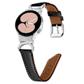 Pikkukuva 2 / 5: Yhteensopiva Samsung Galaxy Watch 5 / Watch 4 40mm / 44mm / Watch 4 Classic 42mm -kellon korvaava halkaistu nahkaranneke strassikivillä ja D-muodolla Black